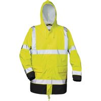 Giacca impermeabile in PU con segnaletica di sicurezza Manfred, taglia L, giallo/nero