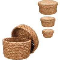 Giftdecor Set di tre cestini in vimini naturale beige