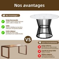 Set de table à manger (5 pièces), set de table à manger comprenant 4 chaises. Set de meubles de cuisine. Table à manger ronde, avec un diamètre de 100 cm. Pieds en métal noir. Plateau de table en MDF