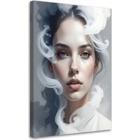 Image sur Toile, Portrait d'une femme avec fumée blanche,20x30