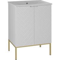 Mueble bajo lavabo 60cm encimera 2 puertas sobre patas Daria Blanco