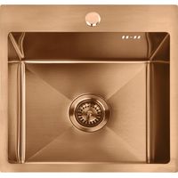 STEEL SINK + KITCHEN TAP REA LEO BRUSH COPPER 40
