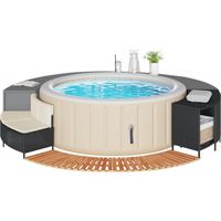 Vidaxl – Cadre de bain à remous noir en résine tressée et bois d'acacia – Dimensions 112 x 45 x 55 cm – Résistant aux intempéries et aux UV – Support de rangement inclus