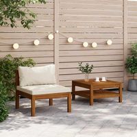 vidaXL 2 Piece Garden Sofa Set with Cream White Cushions Acacia Wood