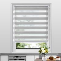 Store jour-nuit sans perçage, muni de clips pour fenêtres ou portes, facile à installer, dimensions 50 × 120 cm, largeur du tissu 50 cm, gris clair