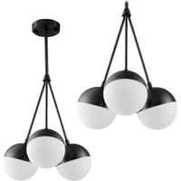 Pendant Lamp TOOLIGHT APP687-3CP Glass Ball Black 3-light points E27 35x35x85cm