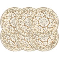 Napperons 6 pcs Blanc 38 cm Rond Jute vidaXL