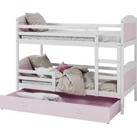 Lit Superposé Matys 90x190 tiroir Blanc - rose