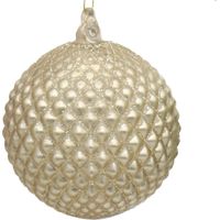 Preziosa Luxury Home Sfera Natale in Vetro con Decori Geometrici D 10 Cm Naturale