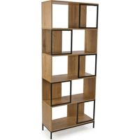 Scaffale Libreria Espositore Moderno Legno Noce Metallo Soggiorno 5 Ripiani