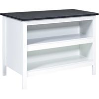 Ilot de Cuisine Blanc et Plateau Anthracite - KENNY