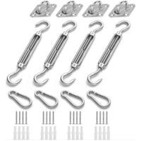 Kit di fissaggio per vele ombreggianti, kit di fissaggio in acciaio inox per vele ombreggianti triangolari, quadrate e rettangolari, accessori di fissaggio