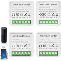 Lot de 4 Modules Interrupteur Intelligent, Compatible Alexa et Google Assistant, Automatisation Maison Sans Hub