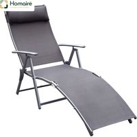 HOMAIRE Sonnenliege klappbar avec coussin, dossier réglable 7 positions, pour jardin, plage, piscine, extérieur, gris
