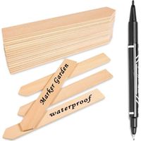 50 étiquettes en bois pour plantes avec stylo marqueur, étiquettes pointues en bois imperméables, étiquettes de jardin écologiques pour semis et herbes aromatiques en pot (15 x 2 cm)