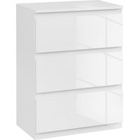 Cómoda con 3 Cajones Cómoda de Dormitorio Moderno con Diseño Anti-vuelco 55x34x75 cm Blanco Brillo