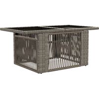 vidaXL Garden Table Grey 100 x 55 x 37 cm PE Rattan and Glass