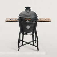 Barbecue charbon Kamado XL 22' pour 8 à 12 pers. – Grille 48 cm en inox – Céramique 3 cm – Pierre à pizza incluse
