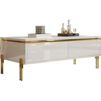 AS EASY Table basse moderne laquée brillante, table d'appoint élégante, multifonctionnelle, meuble de salon, 100 x 50 x 36 cm (longueur x largeur x hauteur)