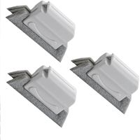 Lot de 3 brosses de nettoyage pour rainures de fenêtres et rebords de fenêtres. Outil de nettoyage pointu pour les joints de fenêtres, gris.
