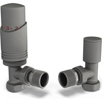 Talus Bold - Natural Pewter Thermostatic Radiator Valve & Lockshield Angled 8mm