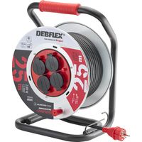 DEBFLEX - ENROULEUR METAL HO7RN-F 3G1,5 4 PRISES ETANCHES IP44 25M - 605201