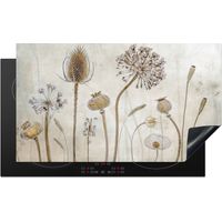 Induction Hob Protector Flowers - Watercolor - Still life - Brown - Vintage 91.6x52.7 cm