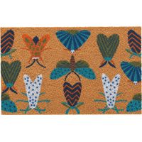 Relaxdays Coconut Doormat 60x40cm, Butterfly design, non-slip, weatherproof, indoor & outdoor, multicoloured