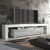 Nova TV Unit 200cm - White with Grey Gloss Doors