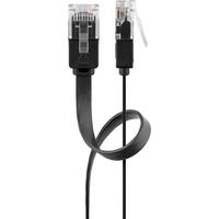 CAT 6 Câble Patch Plat, U/UTP, noir, conducteur en cuivre (CU). Longueur de câble 7 m