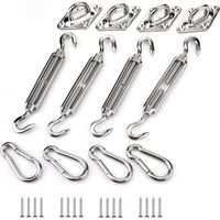 Kit de fixation de voile d'ombrage, kit de fixation de voile d'ombrage en acier inoxydable pour triangle et carré, rectangle, voile d'ombrage
