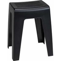 WENKO Sgabello da bagno Kumba, design moderno di alta qualità, può sostenere pesi fino a 120 kg, ideale per bagno e WC, Plastico, 38x47x32 cm, nero