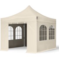 3x3m gazebo pieghevole PES 800 con laterali (finestre), PROFESSIONAL 40mm alluminio, crema