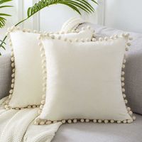 Cushion Cover 50x50 Sofa Decoration Living Room Bedroom Cream White Set of 2 Large Velvet Decorative Cushion Cover for Indoor Home