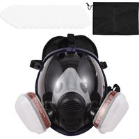 Le masque à gaz de protection sphérique tout compris est livré avec 2 boîtes à filtres n°3 + 12 cotons filtrants + 2 presse-étoupes