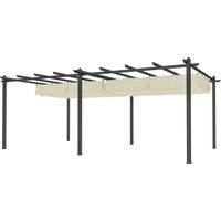 Pergola rétractable 3,5 x 6 m, pergola de terrasse, structure en aluminium et toile en polyester beige