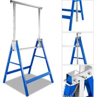 SWANEW Lot de 2 tréteaux pliables télescopiques 7 hauteurs possibles (80-130cm) Bleu jusqu'à 150 kg