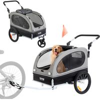 VEVOR Remolque Plegable para Bicicleta para Perros Carga de 450kg Cochecito para Mascotas 2 en 1, Marco Fácil de Plegar con Ruedas de Liberación Rápida, Acoplador Universal para Bicicleta, Reflectores