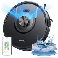 Laresar Robot Aspirapolvere, 4500Pa Robot Aspirapolvere 3 in 1 Navigazione Lidar a 360°, 5 Mappe Salvabili, Adatto per Peli di Animali Domestici/Tappeti/Pavimenti, Controllo App/Alexa, Nero