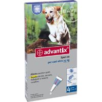 Advantix per cani da 25 a 45 Kg Spot-On repellente contro pulci zecche zanzare BAYER - 4 Pipette