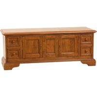 Mueble porta tv de estilo Country de madera maciza de tilo acabado con efecto nogal 150x51x56 cm