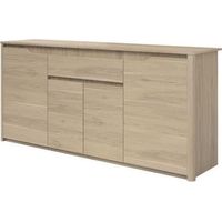 Habitat Et Jardin – Buffet bas BETTY – Chêne Dakota – 4 portes, 1 tiroir – Dimensions 185 x 46 x 85,5 cm – Panneaux de particules 15 mm