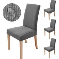 (Grey) 6 Pieces Stretch Chair Cover, Dining Room Chair Protector Slipcover, Washable