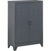 Armario Metálico con Doble Puerta y 2 Baldas Ajustables Mueble Multiusos para Oficina Salón Dormitorio 75x33x110cm Gris