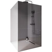 Walk-In Bernstein EX102-2 10mm Nano Graues Glas Edelstahl Schwarz matt 140x220cm ohne Bodenprofil