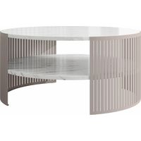 Mesa de centro Civer VIII, Cachemira + Mármol blanco, 40x0x0cm, Diámetro: 75, Aglomerado laminado, Redonda