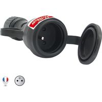 Sockel französisch std. 2P+E 16A IP44 schwarzer Körper mit Gummiabdeckung Antibakteriell durch Biocote gegen 99% der Viren Fanton 81034AB