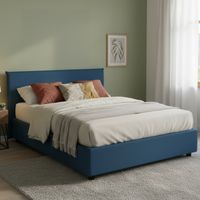 Talamo Italia Cama matrimonial Azue, Cama contenedor con revestimiento de tela, 100% Made in Italy, Apertura frontal, adecuado para colchón Cm 140x190, Azul, con embalaje reforzado