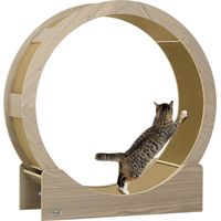 Roue d'exercice pour chat roue de course pour chat frein sécurisé et tapis de grattage amovible silencieux 91 cm marron