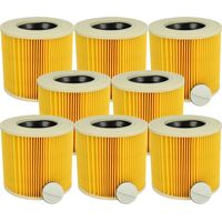 vhbw 8x Filtro plisado compatible con Kärcher WD 3.800 M ecoogic, WD 3200 AF, WD 3600, WD 3 Battery aspiradora - amarillo lavable